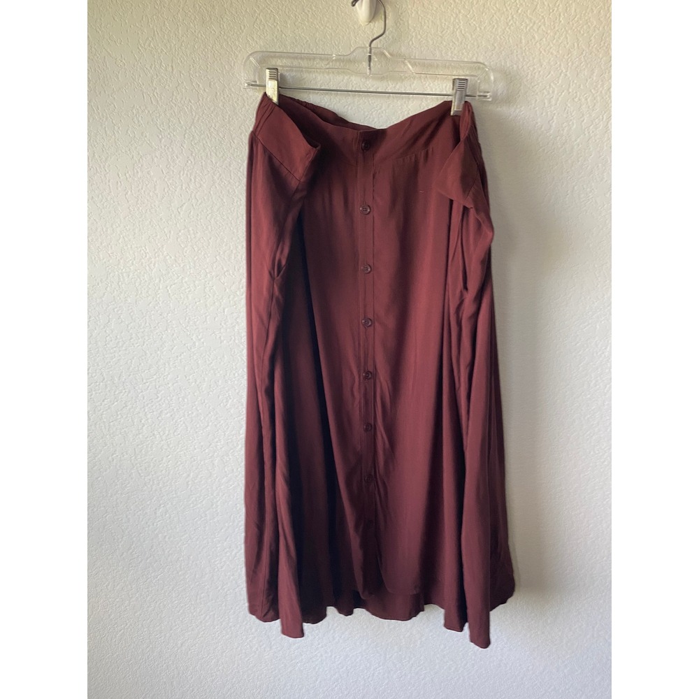 Old Navy Women Button Front Boho Midi Skirt Size 4X Burgundy Red